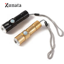 Lanterna led portátil recarregável, lanterna com zoom, lâmpada de bolso, à prova d'água, para acampamento e caminhadas ao ar livre