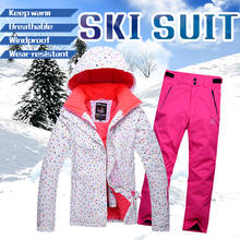 Roupa de esqui de inverno feminina, conjunto de roupas à prova d'água para esportes ao ar livre, jaquetas e calças de esqui e snowboard 2024 - compre barato