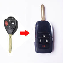 Capa de chave remota dobrável com 1 botão, capa para chave toyota camry reiz vois rav4 com lâmina de toy43 2024 - compre barato