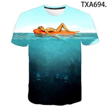 2020 летняя 3D футболка Piranha, модная уличная одежда для мальчиков и девочек, мужская, женская, Детская футболка с коротким рукавом и принтом, крутые топы, футболка 2024 - купить недорого