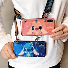 Для iPhone XS max Cute stitch blue ray мягкая задняя крышка для iPhone 11 pro max 8plus X XR 7 7plus 6 6S 6P чехол для телефона + Наплечная веревка 2024 - купить недорого