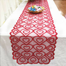 Toalha de mesa decorativa coração, toalha de mesa corredor, festa de casamento, jantar, decoração de casa, banquete vermelho 2024 - compre barato