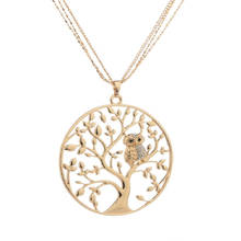 Gold Tree of life Owl Necklace Big Round Pendant Long Chains Sweater Necklace For Women Statement Jewelry Gifts Classic Collier 2024 - buy cheap