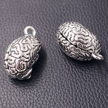 2pcs Silver Plated 3D Anatomical Smart Brain Charm Hip Hop Necklace Earrings Pendant DIY Metal Jewelry Handicraft Making 36*20mm 2024 - buy cheap