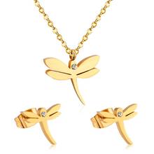 LUXUKISSKIDS Cute Stainless Steel Gold Crystal Earring Necklace Jewellery set Dubai Indian African Jewelry Sets For Women/Girls 2024 - buy cheap