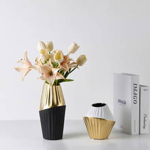 Home Decoration Nordic Simple Oblique Creative Ceramic Vase Black White Gold Flower Arrangement Vase Desktop Crafts Ornaments 2024 - buy cheap