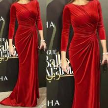SuperKimJo Velvet Red Evening Dresses Long Vestidos Elegantes Abiye Gece Elbisesi Mermaid Modest Evening Gown Formal Dress 2024 - buy cheap