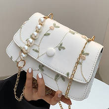 Flowers Flap Shoulder Crossbody Bags For Women 2021 PU Leather Women's Designer Pearl Chain Handbag Female Travel Messenger Bag 2024 - buy cheap