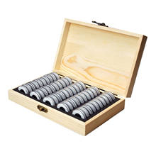1pc Wood Coin Storage Box Coin Capsules Case Commemorative Coin Medal Tray Holder Display 2024 - buy cheap