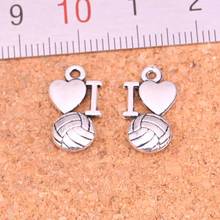 120Pcs i love volleyball Charms Pendant For DIY Necklace Bracelet Jewelry Making DIY Handmade 16*9mm 2024 - buy cheap
