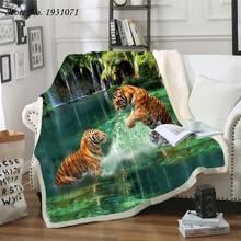 Тигр лев леопард 3D печатных Флисовое одеяло для кроватей толстое одеяло модное покрывало шерпа пледы одеяло для взрослых детей 07 2024 - купить недорого