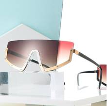 Женские нестандартные квадратные градиентные солнцезащитные очки, трендовые брендовые дизайнерские очки с заклепками и полуоправой, очки UV400, 2019 2024 - купить недорого