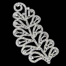 20Pcs Luxury Silver Crystal Patch Leaf Hand Beaded Decorations Neckline Rhinestone Applique 2024 - buy cheap