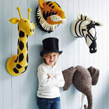 Animais de pelúcia recheados brinquedos de cisne girafa elefante flamingo cabeça de parede decoração de quarto feltro arte bonecas de parede adereços fotográficos 2024 - compre barato
