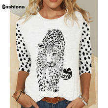 Plus size 3xl Women Elegant Leisure Casual T-shirt Animal Print Basic Tops Loose Women's Clothing 2021 Summer Tees shirt Femme 2024 - buy cheap