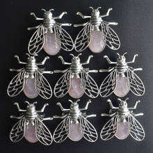 Wholesale 8 pcs/lot  2020 New high quality Natural pink stone Bee Necklace Pendant for jewelry making free shipping 2024 - buy cheap