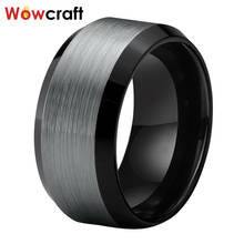 10MM Black Tungsten Carbide Rings Beveled Edges Classic Wedding Band Ring Brushed Finish Comfort Fit 2024 - buy cheap