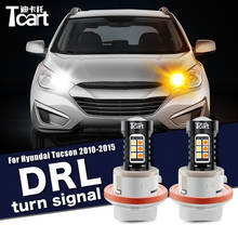 Para hyundai tucson ix35 lm 2010 2011 2012 2013 2014 2015 2 pçs led drl luz de circulação diurna turn signal 2in1 acessórios do carro 2024 - compre barato