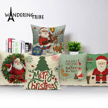 Funda de cojín de decoración navideña, cojines de Santa Claus, fundas de almohada de sofá de alce, cubierta de almohada decorativa, Kissen 2024 - compra barato