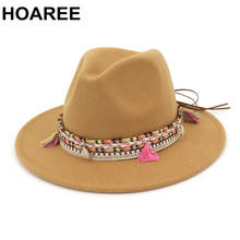 HOAREE-sombrero Fedora de lana para mujer, sombrero de ala ancha, Trilby, clásico, de fieltro, Jazz, Vintage, Otoño, 2021 2024 - compra barato
