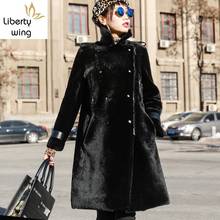 Winter Women Coat Sheepskin Real Shearling Overcoat Luxury Military Style Female Slim Fit Warm Natural Fur Long Jacket 2024 - buy cheap