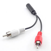 Cabo conversor adaptador aux de áudio, 3.5mm, fêmea para 2 machos rca, cabo adaptador de extensão para laptop, mp3/mp4 2024 - compre barato