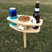 Outdoor Portable Wine Table Solid Wood Wine Glass Holder Detachable Beer Table Wine Table With Foldable Round Desktop L3 2024 - buy cheap