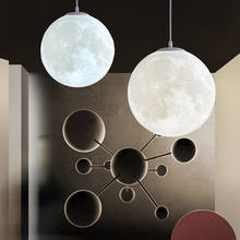 Подвесной светильник в виде Луны, простой современный светильник в скандинавском стиле с 3d принтом, в виде шара, для гостиной, спальни, столовой, светильник щения 2024 - купить недорого
