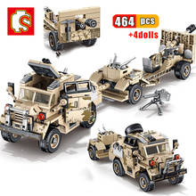 SEMBO 464pcs UK British Army Gun Tractor Truck Weapon Building Blocks Military Vehicle ww2 Soldier Bricks Toys for children Gift 2024 - buy cheap