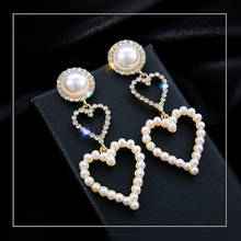Fashion Gold Color Heart Pearl Earrings For Women Statement Temperament Dangle Earrings Jewelry Wedding Gift Pendientes 2024 - buy cheap