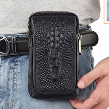 Hot Sale Men Fanny Pack Waist Hook Bag Crocodile Grain Pocket Hip Belt Bum Cell/Mobile Phone Cover Case Genuine Leather Bags 2024 - buy cheap