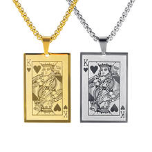 Fashion Poker K Men's Necklaces Geometric Pendant Playing Cards Lucky Necklace Stainless Steel Chain Him Jewelry 2024 - buy cheap
