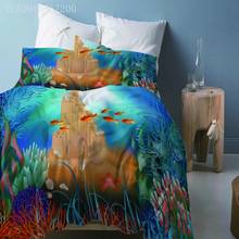 Cartoon Children Bedding Set Marine Life Duvet Cover Fish Printed Bed Cover 2/3pcs Single Queen King Size Quilt Cover Free Ship 2024 - buy cheap