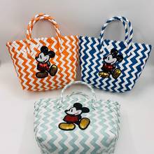 Disney Mickey Mouse cartoon fashion ladies hand-woven handbag cute vegetable basket girl storage shopping bag vacation beach bag 2024 - buy cheap