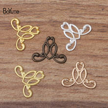 BoYuTe (200 Pieces/Lot) 4 Colors 15*20MM Filigree Flower Charms Metal Brass Hand Made DIY Jewelry Materials 2024 - buy cheap