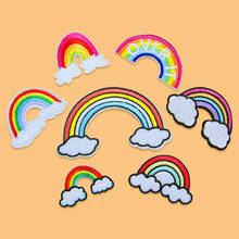 Embroidered Rainbow Cloudy Patches Iron On Fabric Stickers Sewing Garments Accessories DIY Patchwork Jeans Socks Badge 2024 - buy cheap