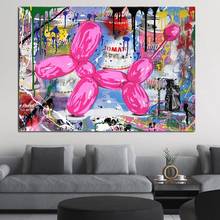 Pintura en lienzo moderna para decoración del hogar, pósteres de dibujos animados, globo rosa, perro, grafiti, arte de pared, impresiones para sala de estar 2024 - compra barato