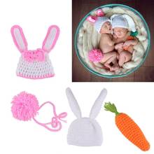 Newborn Photography Props Handmade Infant Outfits Baby Rabbit Shaped Crochet Knit Hat Shorts Warm Clothes 2024 - buy cheap