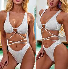 Bright leather febric bikini 2020 Sexy bandaged bathing suits women Two pieces swimsuit brazilian Fashion tropical swimming suit 2024 - buy cheap