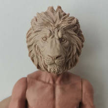 Cabeza de león de Animal tallada a escala 1/6, cabeza esculpida en blanco sin pintar para figura de acción de 12 pulgadas, cuerpo de muñeca DIY 2024 - compra barato