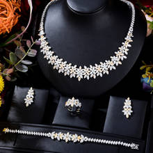 Godki-conjunto de joias femininas com pingentes de flores, conjunto de joias estilo africano, zircônio cúbico, joias para casamento, 4 peças 2024 - compre barato