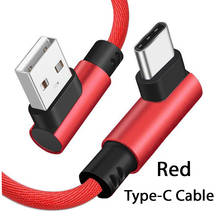 Cabo de recarga rápida usb, fio de carregamento rápido com 1m, 2m, usb tipo c, nylon, dados de 90 graus, para huawei p30, xiaomi, samsung 2024 - compre barato