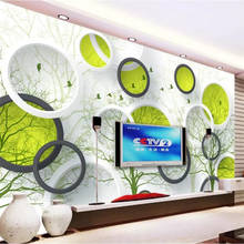 Customized Large Wallpaper Mural Abstract Tree 3D mural Circle TV Background wall papers home decor papel de parede 3d wallpaper 2024 - buy cheap