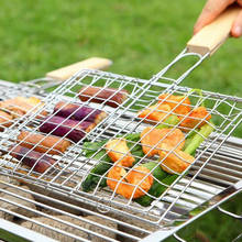 Grilled Meat Fish Food Vegetables Stainless Steel Folder Outdoor Barbecue Mesh BBQ Clip Barbecue Net Basket Tray Tools Portable 2024 - buy cheap