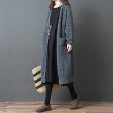Novo cardigã solto de manga comprida feminino, casaco fino com manga comprida, tamanho grande, moda outono e inverno 2020 2024 - compre barato