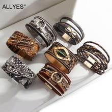 ALLYES-pulsera de piel de serpiente Bohemia para mujer, brazalete con patrón de animales, envoltura ancha, leopardo desenfadado, Punk, regalos de joyería 2024 - compra barato