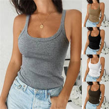 O Neck Summer Knit Top Sleeveless Women Sexy Basic T Shirt White Off Shoulder Ribbed Black Tank Top Casual 2024 - buy cheap