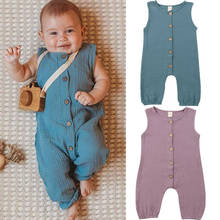 Hot Newborn Kids Baby Girls Boys Clothes Sleeveless Button Cototn Romper Summer Plain Baby Boys Rompers Outfits 2024 - buy cheap