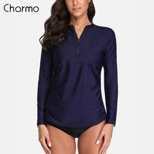 Charmo-traje de baño de manga larga para mujer, camisa de Surf con bandage lateral, Top de buceo, UPF 50 + 2024 - compra barato