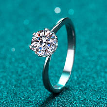 Classic Silver 925 Original VVS1 Diamond Test Past D Color Moissanite Wedding Ring Brilliant Cut Gemstone 6 Heart Claw Rings 2024 - buy cheap